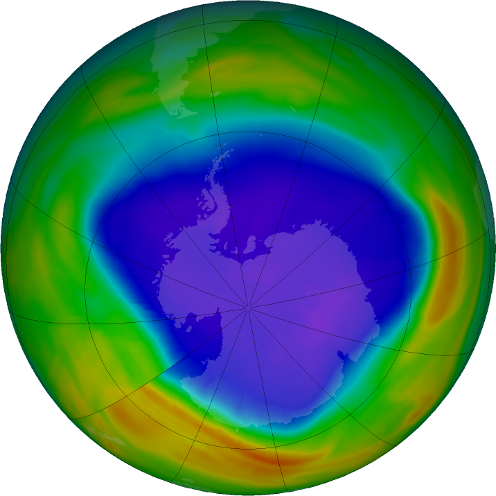 Antarctic ozone map for 21 September 2018
